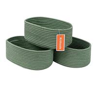 Kriitools Oval 3 Pack Green Storage Baskets - 13x8.66x5.11 inches, Cotton, Decorative, Organizing, Closet, Toy, Nursery