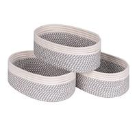 Kriitools Shelf Storage Baskets for Organizing|Decorative Basket for Closet Storage|Toy Baskets&Bins|Small Woven Rope Baskets-13x8.66x5.11’’,Durable&Stylish,Oval 3 Packs Off White&Mixed Gray