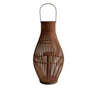 KRILLIQ Candle Holder Natural Bamboo Lantern Retro floor-standing candle holder Decorative Candlestick Holder for Taper Candles Metal Ceremony Decor