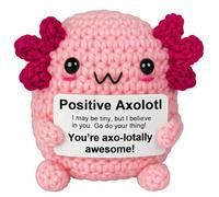 Krinisou Positive Animals Axolotl Gifts, Mini Pink Axolotl Decor, Inspirational Motivational Encouragement Brithday Gift for Women, Easter Basket Stuffers