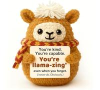 Krinisou Positive Animals Crochet Llama Gifts - Funny Alpaca Birthday Gift for Women & Men, Uplifting Encouragement Plush, Cute Christmas Secret Santa Gift for Friend or Coworker
