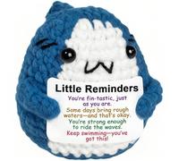 Krinisou Positive Animals Crochet Shark Gift - Emotional Comfort Shark Plush with Support Message, Self Care and Mental Health Gift, Uplifting Thinking of You Gifts for Women Men