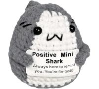 Krinisou Positive Crochet Shark Gifts, Birthday Gift for Shark Lovers Women Men, Emotional Inspirational Motivational Encouragement Valentines Present Gift Grey