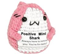 Krinisou Positive Crochet Shark Gifts, Shark Lovers Birthday Gift for Women, Emotional Inspirational Motivational Encouragement Gift Pink 1Pc