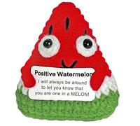 Krinisou Positive Animals Watermelon Gifts, Crocheted Emotional Inspirational Fruit, Funny Mini Crochet Encouragement Gift for Women Her Friends