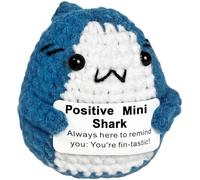 Krinisou Positive Crochet Shark Gifts, Shark Lovers Birthday Graduation Gift for Women Men, Emotional Inspirational Motivational Encouragement Animals with Affirmation Support Message