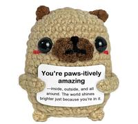 Krinisou Pug Gifts for Pug Lovers, Cute Positive Animals Crochet Dog Decor, Encouragement Inspirational Appreciation Thank You Gift for Friends, Coworkers, Women, Men