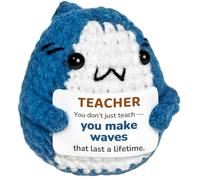 Krinisou Teacher Appreciation Gifts for Women Men, Back to School Gifts for Teacher, Birthday Thank You Gift for Mentor Professor, Cute Funny Positive Emotional Crochet Support Shark