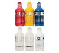 Krink Paint Marker Custom K-60 Kit with 4 Colors and 2 Empty Graffiti Mop Markers - Customizable Graffiti Marker Kit with Red White Yellow and Blue Graffiti Markers - Alcohol-Based Krink Graffiti Mops