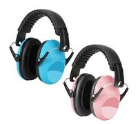 Kriogor 2 Pack Ear Defenders Children,26dB SNR Noise Cancelling Headphones Hearing Protection Earmuffs,Soft Kids Ear Defenders Adjustable Adults Ear Protector (Blue+light Pink)