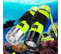 Kriogor 2 Pack Scuba Diving Torch, 1500 Lumens DiveTorch IPX8 Waterproof 80M Underwater Torch Diving Rechargeable for Snorkeling Outdoor (Silver+Black)