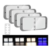 Kriogor 4 Pcs 12V Ceiling Lights for Campervan with Remote and Switch - 4 Color Modes, Dimmable Car Interior Lighting, 72 LED 800LM Super Bright for Caravan, Camper, Motorhome