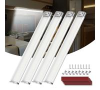 Kriogor 4PCS 12V Interior LED Lights, Upgraded 120 LED Universal Strip Light with ON/Off Switch, 30CM 6000K White Lamp for Caravan Motorhome Bus Van Car Camper RV Kitchen Bathroom Cabinet Wardrobe