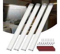 Kriogor 4PCS 12V Interior LED Lights, Upgraded 168 LED Universal Strip Light with ON/Off Switch, 40CM 6000K White Lamp for Caravan Motorhome Bus Van Car Camper RV Kitchen Wardrobe