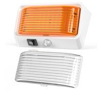 Kriogor Campervan Porch Light LED Dual Color, Switchable 12V Exterior Utility Replacement Light with Switch, 3-5m Sensor Light, 300LM IP66 Waterproof for Campers, Boats, Caravans