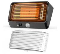 Kriogor Campervan Porch Light LED Dual Color, Switchable 12V Exterior Utility Replacement Light with Switch, 3-5m Sensor Light, 300LM IP66 Waterproof for Campers, Boats, Caravans (Black-1 Pcs)