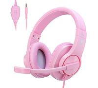 Kriogor Headset for Girls, 3.5mm Gaming Headset PC Headphone with Mic compatible for PlayStation 4 Xbox one Laptop Computer (Pink)