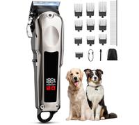 Kriogor Professional Dog Clippers for Thick Coats, Low Noise Grooming Clipper Pet Clippers for Dogs, Cordless Dog Timmers with 10 Guide Combs for Pets, Cat, Dogs Shears