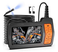 Kriogor Triple Lens Inspection Camera with 50FT Semi-rigid Cable,1080P HD IPS Screen 5'' Endoscope with Lights, Waterproof Drainage Borescope for Sewer Pipe Plumbing Snake 32G Card & Carry Case