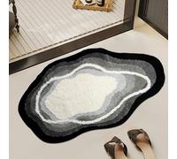 KRIPINC 3D Effect Grey Absorbent Bath Mat, Quick Dry Bath Mat, Bathroom Rugs Non Slip Washable, Flocked Tufted Microfibre Fibers Fluffy Shaggy Carpet for Living Room Bedroom Bedside, 60x100cm