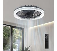 KRIPINC Ceiling Fan with Light and Remote, E27 Dimmable LED Ceiling Fan Light with 4 Wind Speeds and 3 Lighting Colors, Quiet Operation Modern Fan Lights Ceiling for Bedroom Living Room