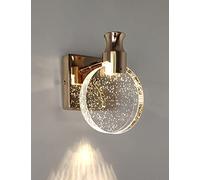 KRIPINC Crystal Wall Sconce, Nordic Style Crystal Wall Light, Simple Crystal LED Wall Lamp, Art Deco Wall Lights for Living Room, Bedroom, Bedside, Bathroom, Corridor (Golden, Small)
