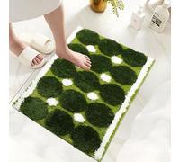 KRIPINC Flocked Tufted Moss Rug, Green Moss Absorbent Bath Mat, Quick Dry Bath Mat, Bathroom Rugs Non Slip Washable, Microfibre Fibers Fluffy Shaggy Carpet for Living Room Bedroom Bedside, 50x80cm