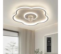 KRIPINC Quiet Flower Shaped Ceiling Fan with Light and Remote, Dimmable LED Ceiling Fan Light with 6 Wind Speeds and 3 Color Temperatures for Living Room Bedroom, Kids Ceiling Lights, White