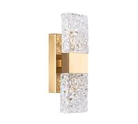 KRIPINC Rectangular LED Gold Crystal Wall Light for Bedroom Tri-Color Light