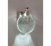 KRIPINC Round LED Crystal Wall Light for Living Room Bedroom, Silver, Large