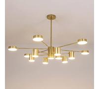KRIPINC Sputnik Chandelier, LED Industrial Gold Chandelier, Mid Century Height Adjustable Ceiling Pendant Light for Living Room Bedroom (3 Lighting Colors, 12+1)