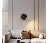 KRIPINC Vintage Industrial Rotatable Bedside Reading Lamp, E27 5W LED Adjustable Wall Light with Switch, Wall Spot Lights for Living Room, Bedroom, Study Room Corridor (Black)