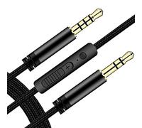Kripyery Aux Cable, 3.5mm Audio Cable 1.2M Stereo Premium Auxiliary Cable Male to Male Gold Plated Cord with Mic for Car Gaming Headphone Laptop Black