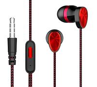 Kripyery Earphone with Mic Dual Moving Coil 3.5mm In-ear Wired Sports Headphone, Noise Isolating Pure Sound Running Headset for Smart Phone Red