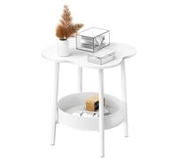 Kripyery Home Round Coffee Table - 15.75" Small Round Side Table 2-Tier End Table with Open Storage Shelf, Side Table Modern Style End Table, Living Room Center Minimalist Display White