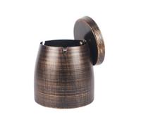 Kripyery Metal Windproof Smokeless Ashtray with Lid And 3 Slots Easy to Clean Modern Bronze Smoked Accessory Scratch-resistant Desktop Ashtray for Home Office Outdoors M