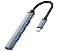 Kripyery USB C Hub, 4-in-1 Type C Multiport Hub Adapter, with 1 USB 3.0, 3 USB 2.0 Ports, Ultra-thin Portable Hub for Laptop and Other Type-C Devices, Compatible with Windows 10.8.7, Vista, XP Grey T