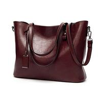 Kris Anna Women's Vertical Bucket Shoulder Tote Bag in PU leather Coffee brown