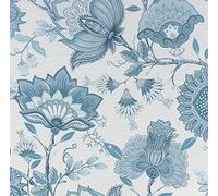 Krisha Dusky Blue Neutral Wallpaper - Paste The Wall Modern Contemporary Floral Flower Naturistic Botanical