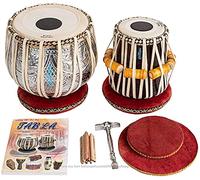 KRISHA KRAFTS Musicals Designer Tabla Drum Set, 4½ Kg Copper Bayan, Finest Dayan with Padded Bag, Book, Hammer, Cushions & Cover (PDI-FI)