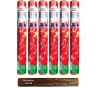 Krishan Incense Sticks, Fruit fragrance Hand Rolled Agarbatti, 120 Sticks FREE Ash Catcher, Cherry, Strawberry, Cinnamon, Coconut, Peach for Relaxation, Meditation, Healing, Yoga, (Cherry)