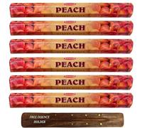 Krishan Incense Sticks, Fruit fragrance Hand Rolled Agarbatti, 120 Sticks FREE Ash Catcher, Cherry, Strawberry, Cinnamon, Coconut, Peach for Relaxation, Meditation, Healing, Yoga, (Peach)