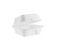 KRISHIV 6" Bagasse Burger Boxes - Eco-Friendly, Biodegradable Clamshell Containers - Compostable Takeaway Packaging for Burgers, Street Food & More - Pack of (150)