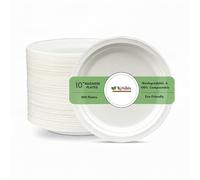 KRISHIV Bagasse Round Plates - 7 Inch, 9 Inch,10 Inch - Compostable & Biodegradable Disposable Plates | Eco-Friendly Sugarcane Fibre Tableware for Parties, Events, Catering & Takeaways (300, 10 Inch)