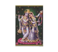 Krishna And Radha Vintage-style Indian Hindu Devotional Poster Print Religion Hinduism Wall Art Hindu God Poster, Vintage Religious Canvas Wall Art for Hindu Religious Worship Purpose Canvas Poster Be