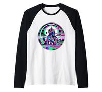 Krishna Consciousness Hindu God Glitch Vaporwave Illusion Raglan Baseball Tee