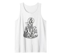 Krishna Hindu Deity Sacred Flute Devotional Line Art Tank Top