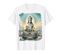 Krishna Hindu Indian God Mythology Spiritual Enlightenment Value Graphic T-Shirt, Men, White, L
