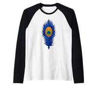 Krishna Peacock Feather Hindu Spiritual Art Geometric Bhakti Raglan Baseball Tee
