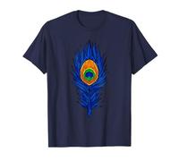 Krishna Peacock Feather Hindu Spiritual Art Geometric Bhakti T-Shirt